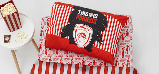 Palamaiki Olympiakos Set Kids Duvet Cover Single with Pillowcase Cotton Red 170x260cm