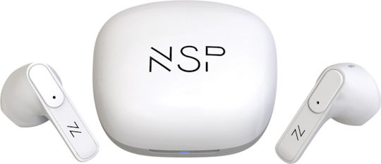 NSP Nspods BN510W Earbud Bluetooth Handsfree Ακουστικά με Αντοχή στον Ιδρώτα και Θήκη Φόρτισης Λευκά