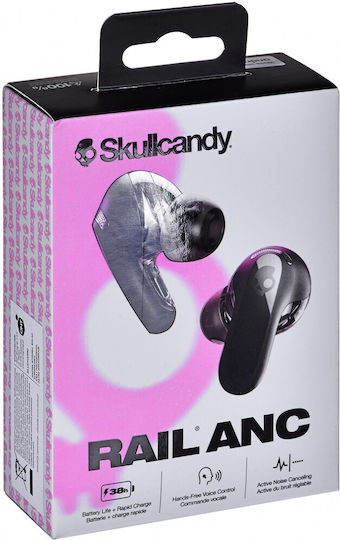 Skullcandy Rail In-ear Bluetooth Handsfree Ακουστικά με Αντοχή στον Ιδρώτα και Θήκη Φόρτισης Μαύρα