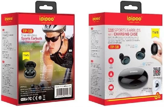 Ipipoo TP-18 In-ear Bluetooth Handsfree Earphones with Sweat Resistance and Charging Case Black