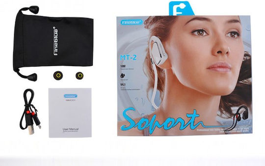 Fineblue MT-2 In-ear Bluetooth Handsfree Ακουστικά με Αντοχή στον Ιδρώτα Λευκά