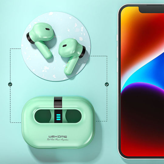 WK Va06 Earbud Bluetooth Handsfree Ακουστικά με Θήκη Φόρτισης Πράσινα