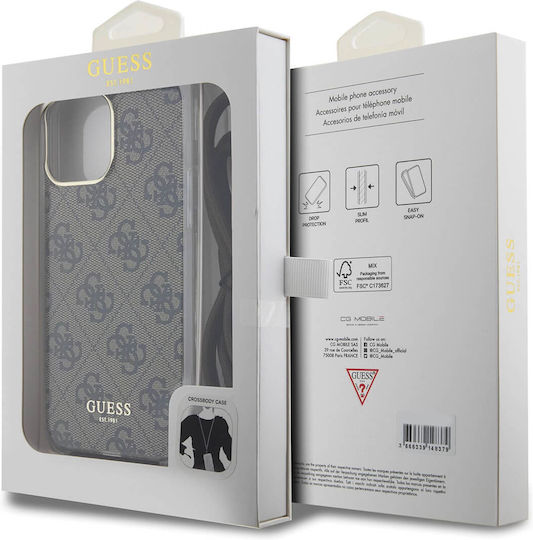 Guess Back Cover Πλαστικό με Λουράκι Καφέ (iPhone 15 Pro)