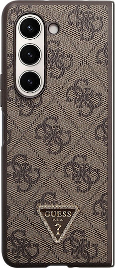 Guess Triangle Задна корица Пластмаса / Кожа / Изкуствена кожа Кафяв (Galaxy Z Fold5)