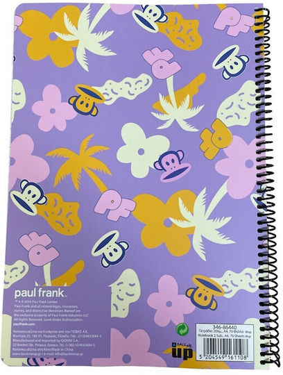 Caiet cu spirală Bmu Paul Frank A4 2-subiecte 70 foi 1995-logo Fata 346-86440 Paul Frank
