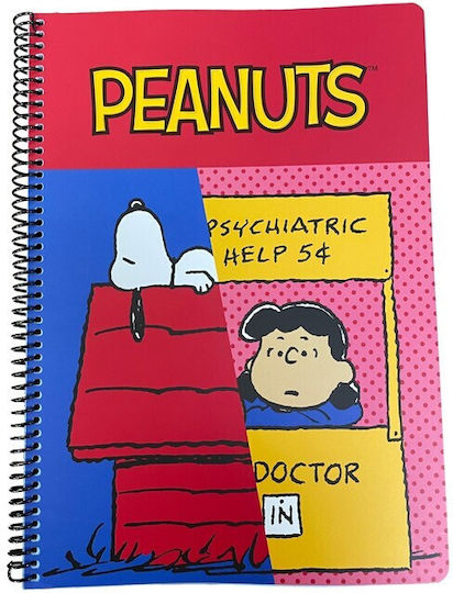 Caiet spiral Bmu Peanuts Snoopy A4 2-subiecte 70 foi Half + Bike 365-07440 Peanuts