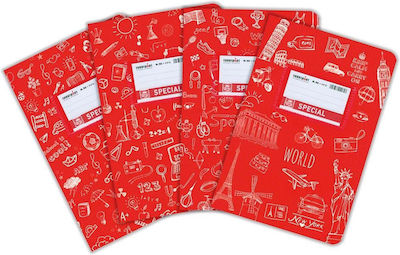 Typotrust Special Doodle Notebook Red Ruled 50 Sheets 4302