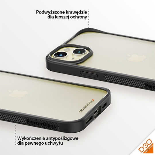 PanzerGlass Clearcase Back Cover Πλαστικό Μαύρο (iPhone 15 Plus)