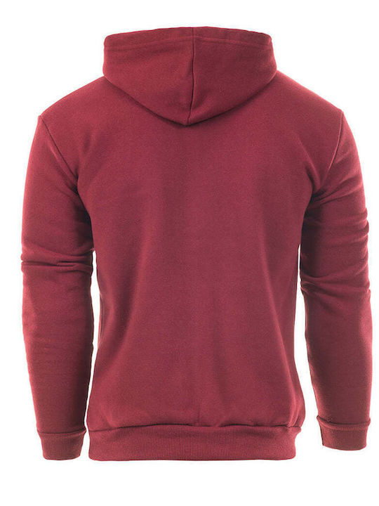 Close Society Men's Sweatshirt with Hood and Pockets Burgundy