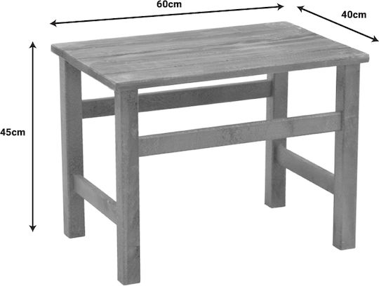 Summrine Sitting Room Outdoor Free Standing Wood Table Natural 60x40x45cm