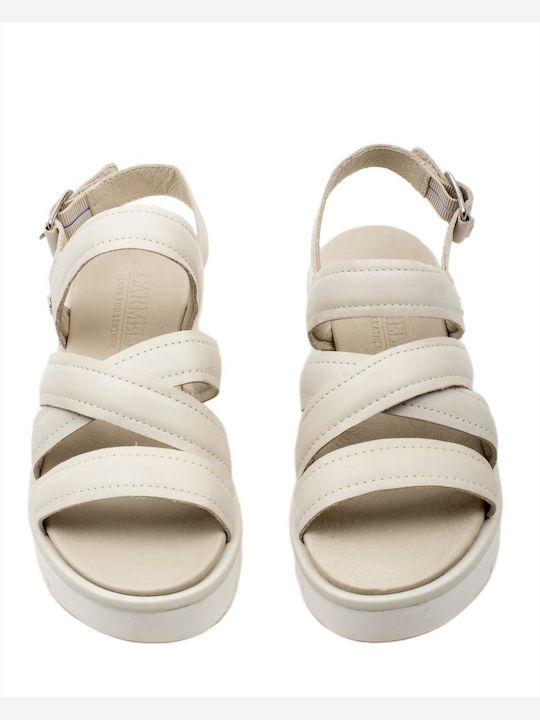 Women's Leather Platform Shoes White