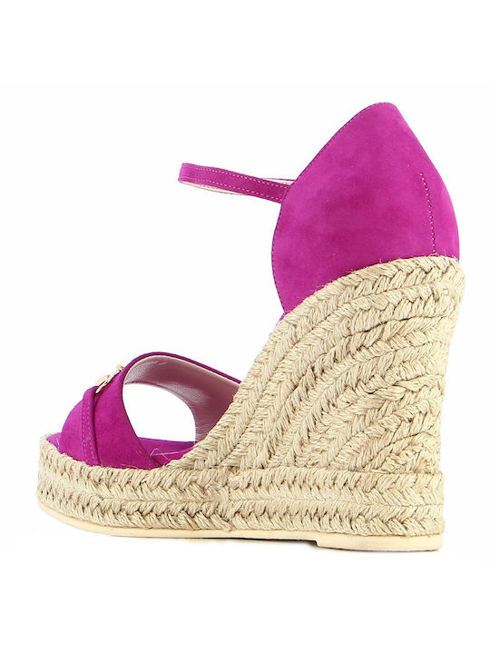 Guy Laroche Women's Leather Platform Espadrilles Fuchsia