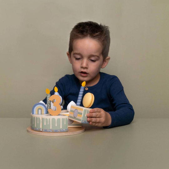 Little Dutch Τούρτα με Κεράκια, Μπλε από Ξύλο για 3+ Ετών 6τμχ