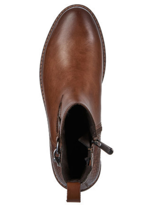 Leather Women's Ankle Boots Tabac Brown