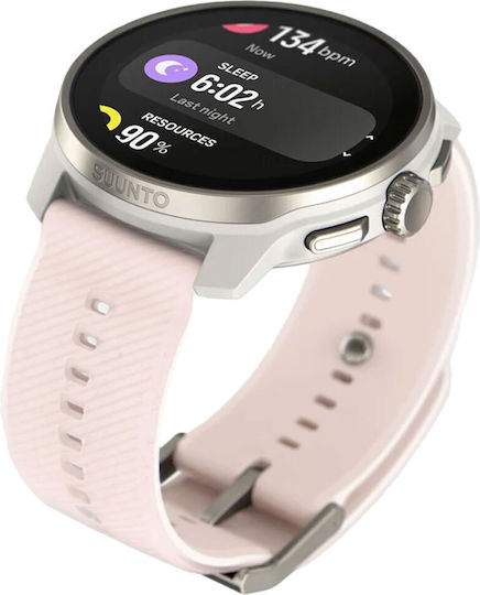 Suunto Race S Stainless Steel 45mm Waterproof Smartwatch with Heart Rate Monitor (Powder Pink)