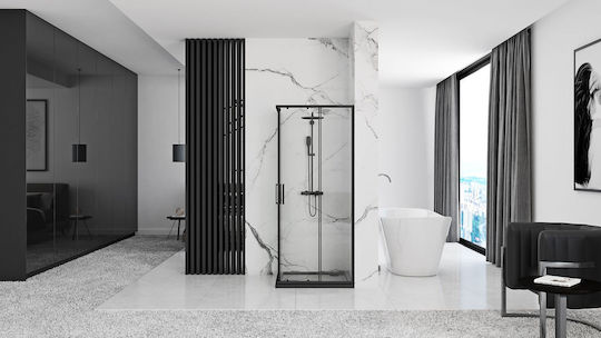 Rea Καμπίνα Ντουζιέρας 80x190cm Black