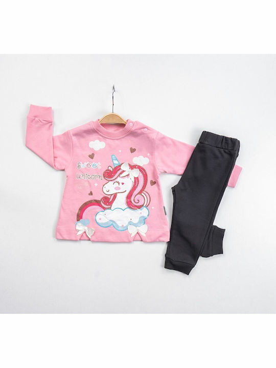 Sani Kids Kids Sweatpants Set Pink 2pcs