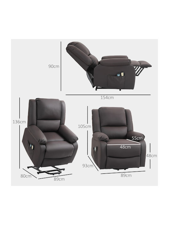 Πολυθρόνα Relax Massage Καφέ 89x93x105cm