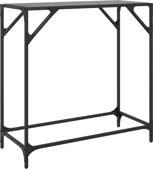 Console Table Metal with Glass Surface Black L80xW35xH81cm