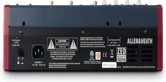 Allen & Heath ZED60-10FX Analoge Konsole 10 Kanäle / 4 XLR-Eingänge