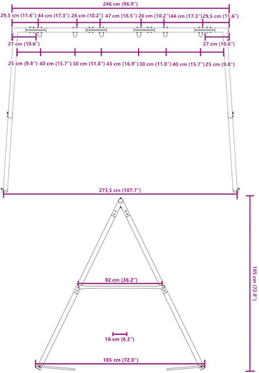 Vidaxl Outdoor Swing Frame with 6 Hanging Hooks Blue Steel