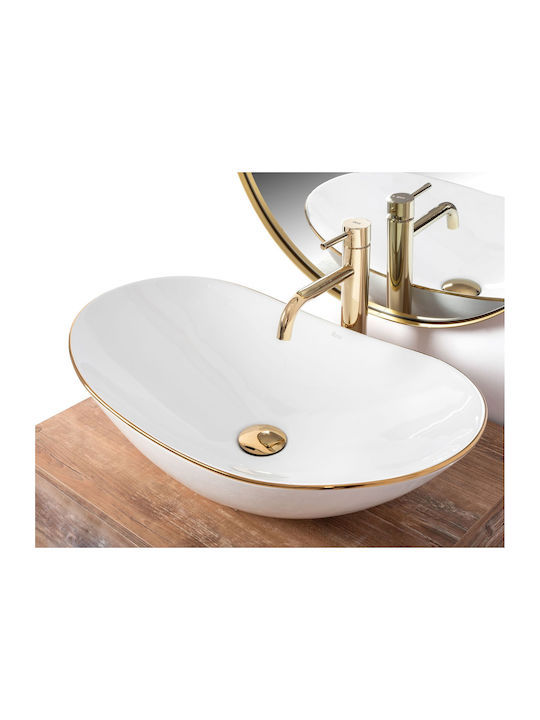 Rea Επικαθήμενος Νιπτήρας Κεραμικός 62.5x36x15cm Gold