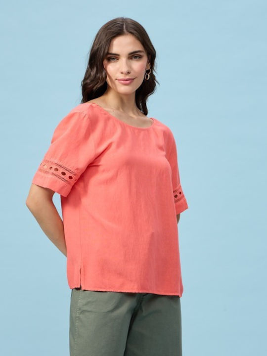 Passager Women's Blouse Short Sleeve Coral