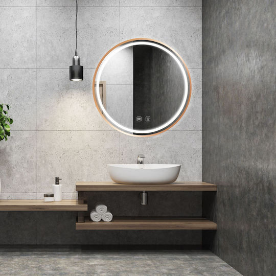 Tutumi Кръгло Огледало За Баня LED От Пластмаса 60x60см Розово