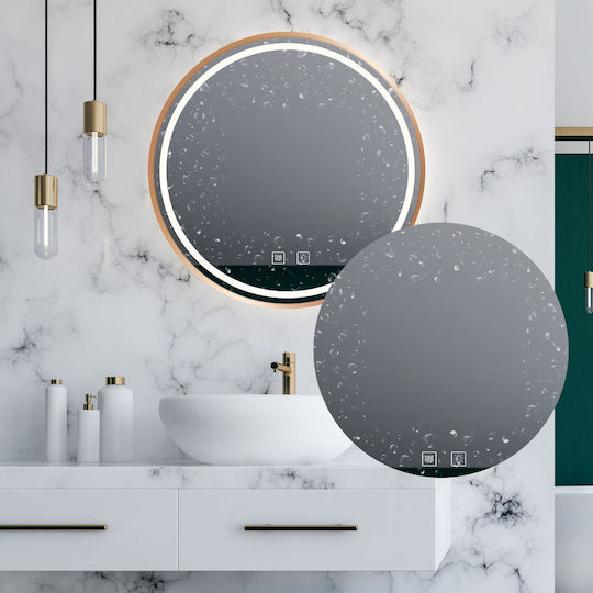 Tutumi Кръгло Огледало За Баня LED От Пластмаса 50x50см Розово