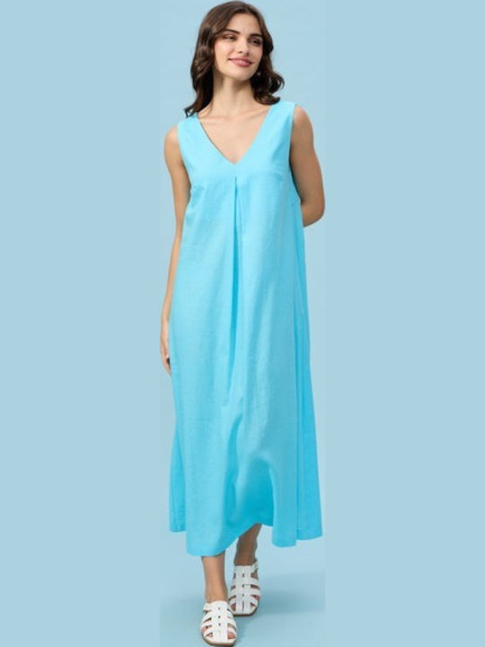 Sommer Midi Damenkleid Hellblau