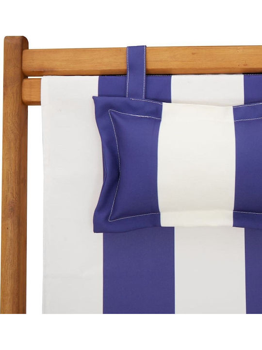 Deckchair Wooden With Arms & Blue Fabric 2 Pieces 61x112x95cm