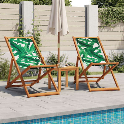 vidaXL Lounger-Armchair Beach with Recline 3 Slots Green Waterproof Set of 2pcs