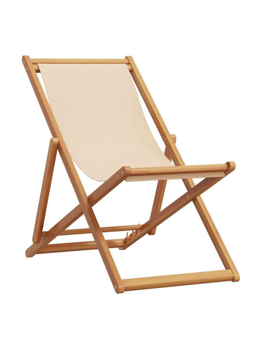 Deckchairs Wooden with Beige Fabric 2pcs 62x98x62cm
