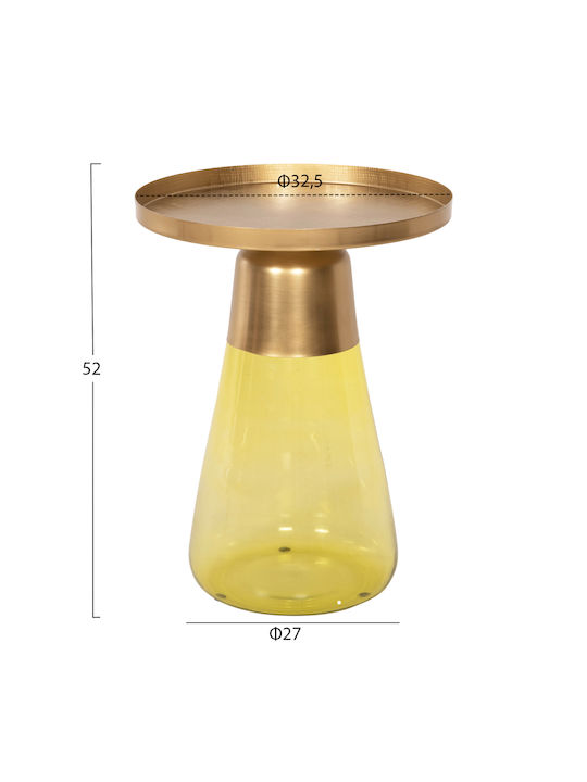 Rundes Beistelltisch Glas Grüner / Goldener M39,5xL39,5xH52cm
