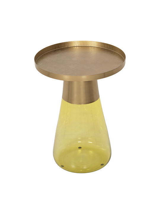 Rundes Beistelltisch Glas Grüner / Goldener M39,5xL39,5xH52cm