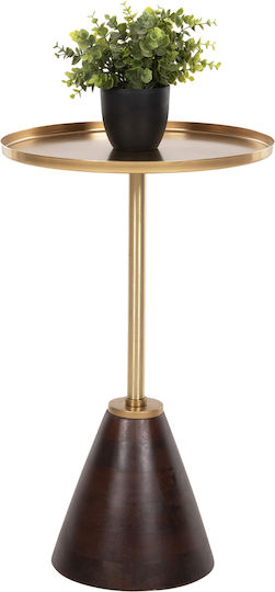Round Side Table Kappur Made of Solid Walnut Wood with Metal M38xW38xH62cm