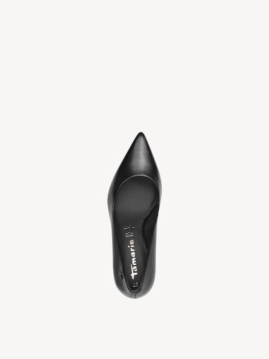 Leather Pointed Toe Black Medium Heels