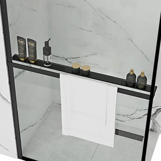 Towel Rack Evo Black Shelf Shower Walls