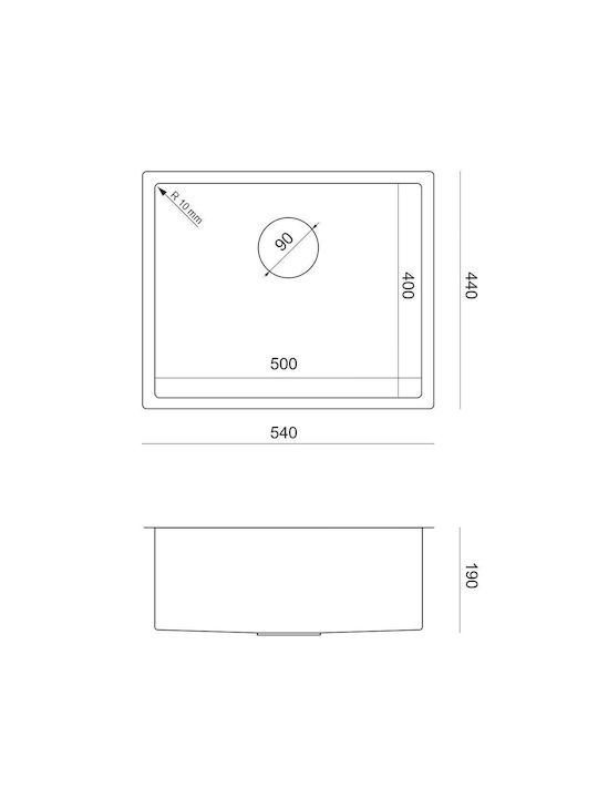 Quadron Ένθετος Νεροχύτης Inox Μ54xΠ44cm Γκρι