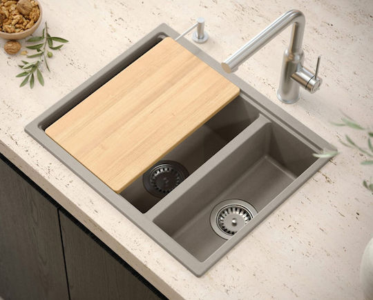 Quadron Graniteq Logan 150 Drop-In Кухненски Мивка от Течен Гранит Дължина 56xШирина 46см Бежова