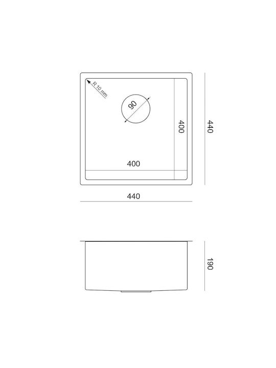 Quadron Ένθετος Νεροχύτης Inox Μ44xΠ44cm Ασημί