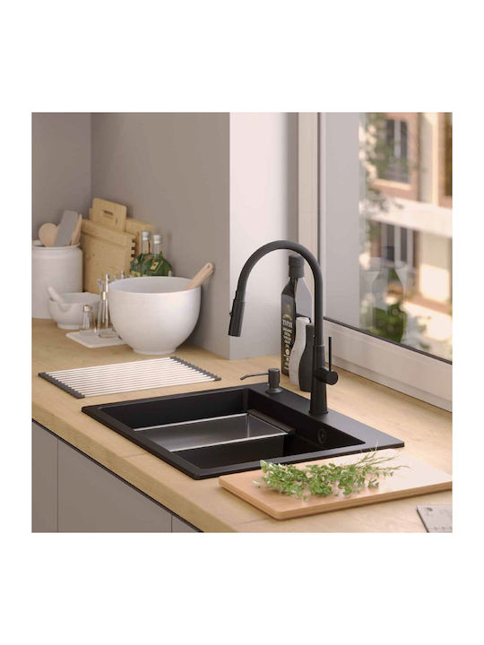 Quadron Drop-In Spüle aus Verbundgranulat B59.5xT50cm Schwarz