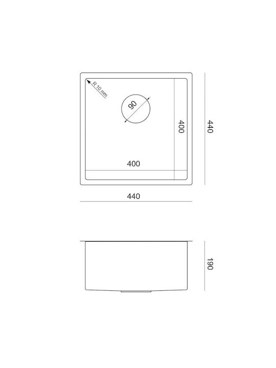 Quadron Ένθετος Νεροχύτης Inox Μ44xΠ44cm Χρυσός