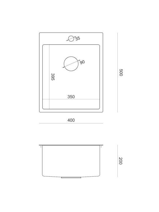 Quadron Drop-In Sink Inox Brushed W46xD58cm Silver