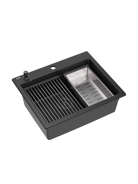Quadron Drop-In Spüle aus Verbundgranulat B59.5xT50cm Schwarz
