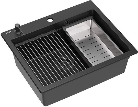 Quadron Drop-In Sink Synthetic Granite W59.5xD50cm Black