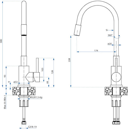 Quadron Ένθετος Νεροχύτης Inox Μ40xΠ45cm Μαύρος