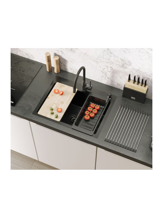 Quadron Ένθετος Νεροχύτης Inox Μ58xΠ45cm Μαύρος