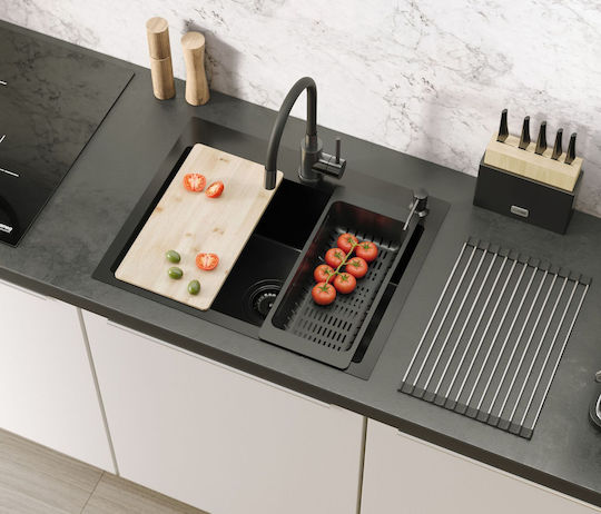 Quadron Drop-In Spüle Inox B58xT45cm Schwarz