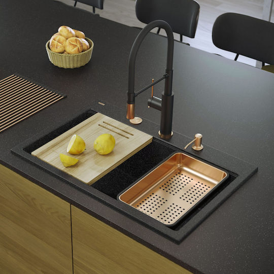 Quadron Drop-In Spüle aus Verbundgranulat B76xT50cm Schwarz